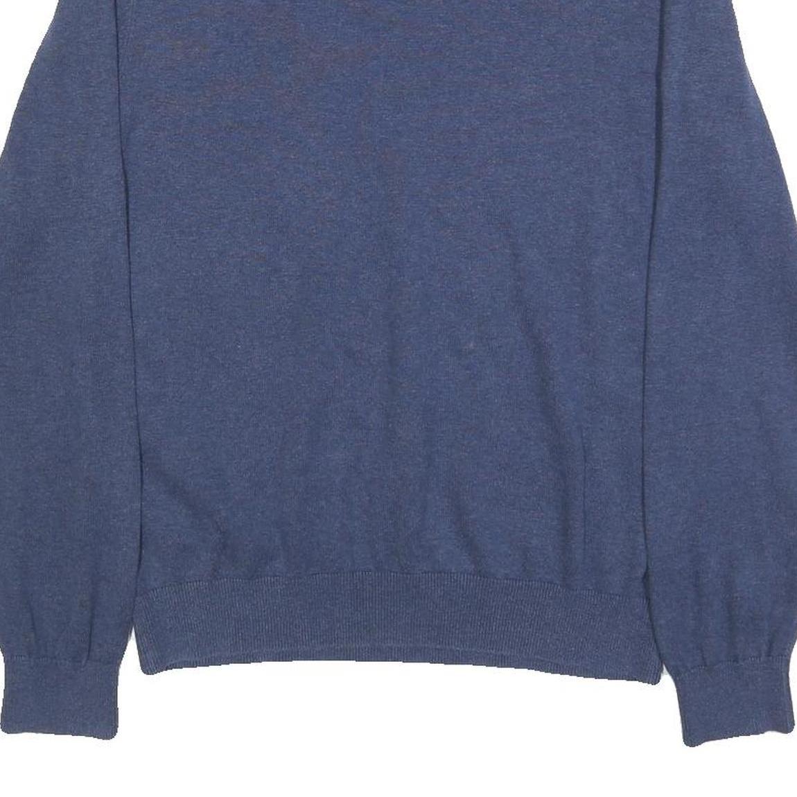 TOMMY HILFIGER Mens Blue Plain Cotton Crew Neck Basic Knit Jumper M Casual