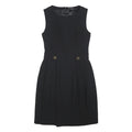 LANIDOR Womens Black Sleeveless Day Woven Plain Midi S Button Closure Elegant