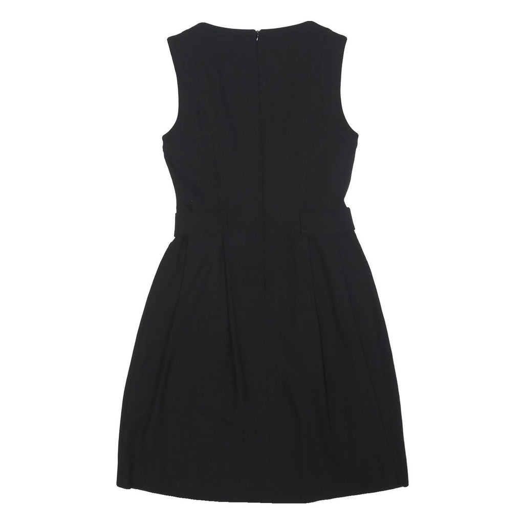 LANIDOR Womens Black Sleeveless Day Woven Plain Midi S Button Closure Elegant