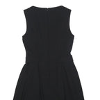 LANIDOR Womens Black Sleeveless Day Woven Plain Midi S Button Closure Elegant