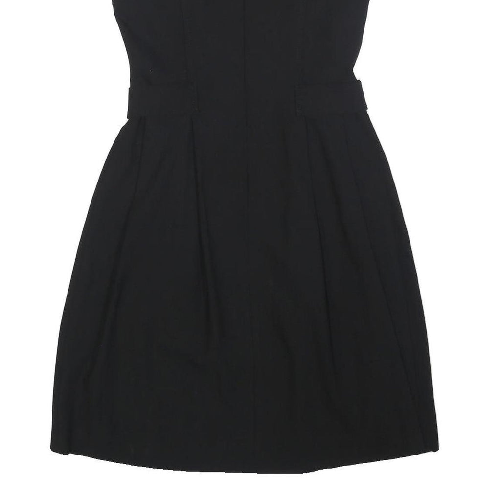 LANIDOR Womens Black Sleeveless Day Woven Plain Midi S Button Closure Elegant