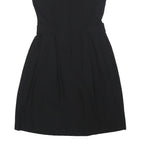 LANIDOR Womens Black Sleeveless Day Woven Plain Midi S Button Closure Elegant