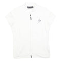 PIRELLI Womens White Jacket S Cotton Blend Plain Zip Closure Short Sleeve