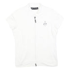 PIRELLI Womens White Jacket S Cotton Blend Plain Zip Closure Short Sleeve