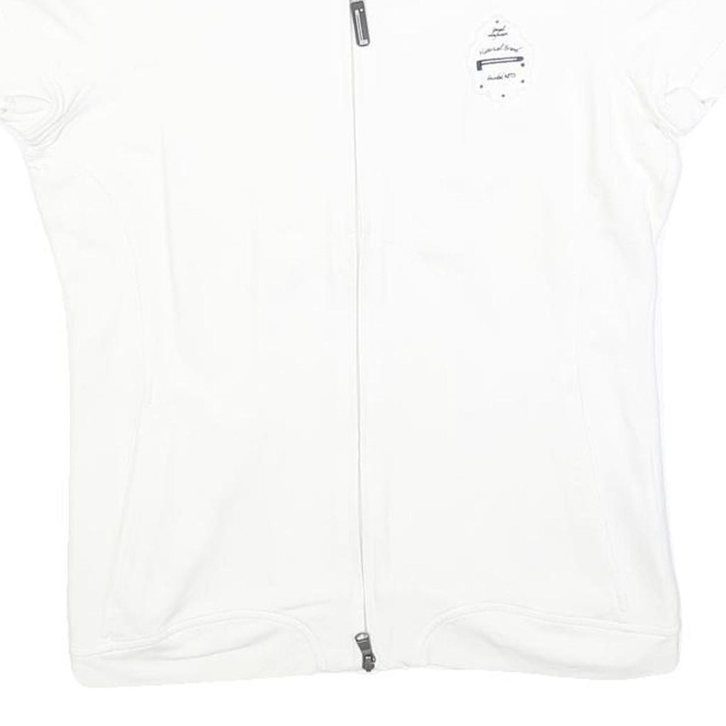 PIRELLI Womens White Jacket S Cotton Blend Plain Zip Closure Short Sleeve