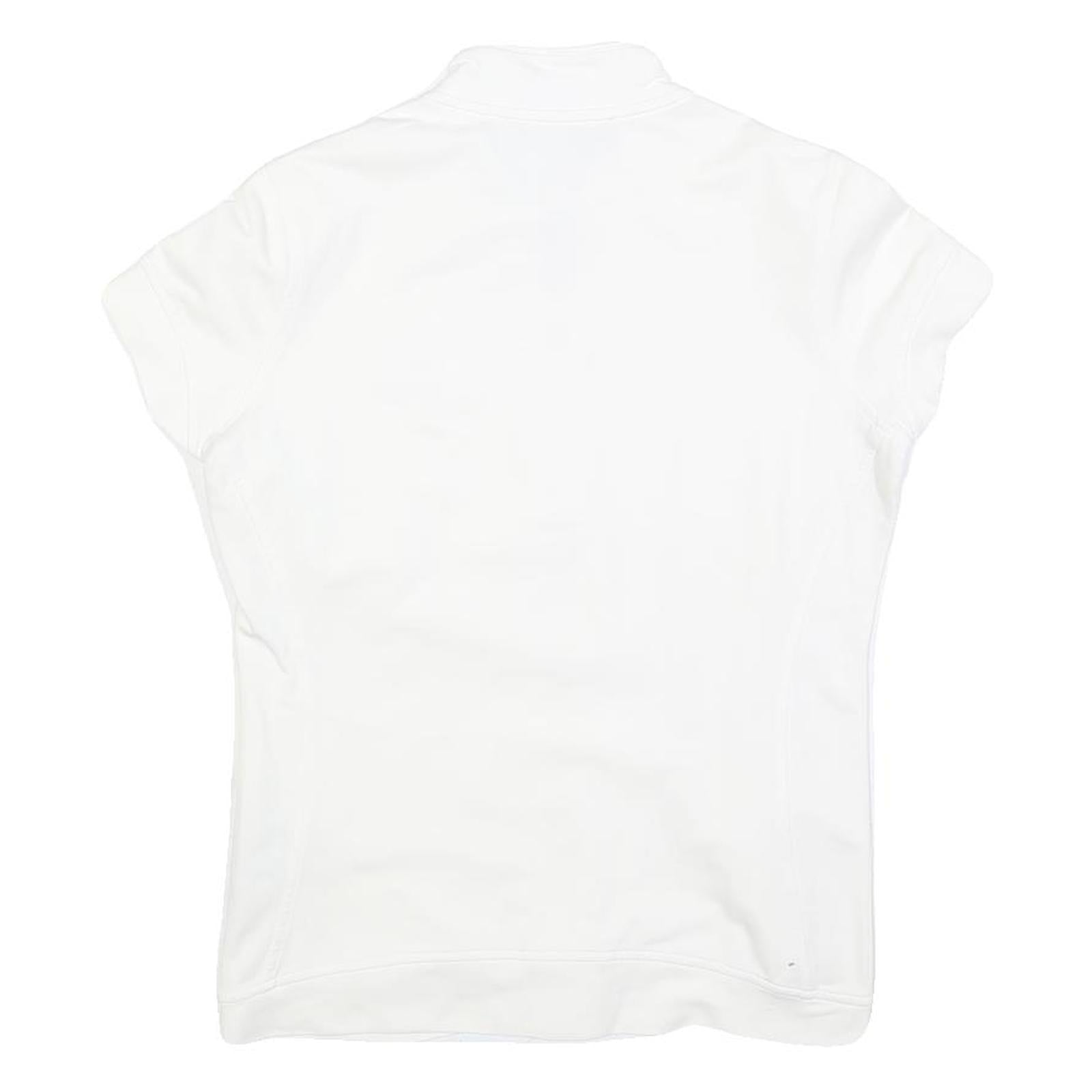 PIRELLI Womens White Jacket S Cotton Blend Plain Zip Closure Short Sleeve