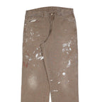 DICKIES Mens Jeans Brown Regular Straight Denim W34 L34 Workwear Zip Closure