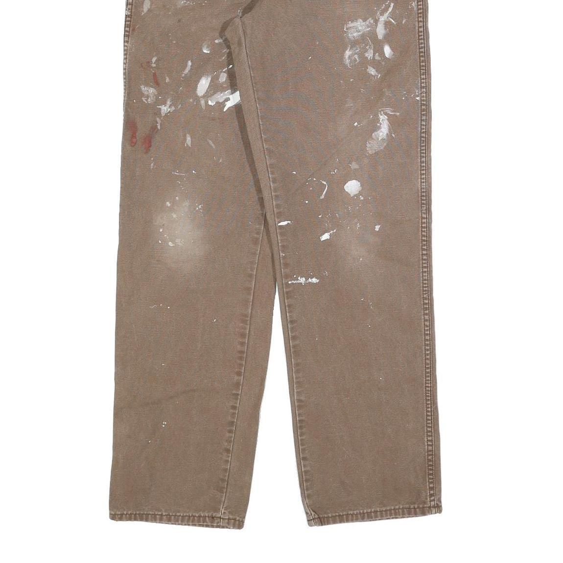 DICKIES Mens Jeans Brown Regular Straight Denim W34 L34 Workwear Zip Closure