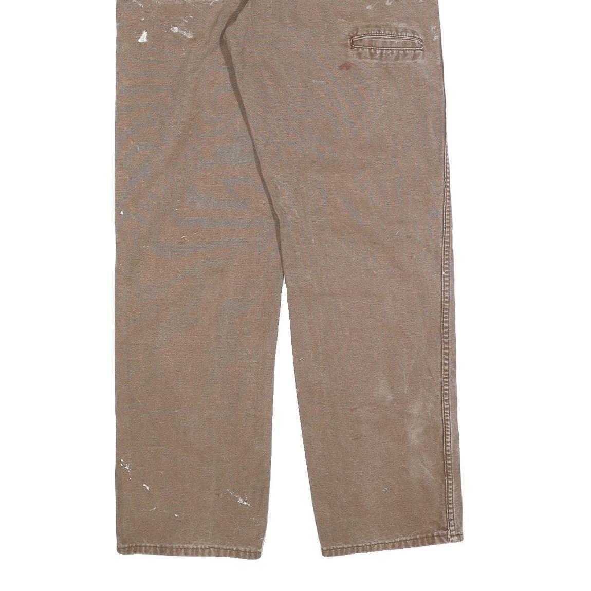 DICKIES Mens Jeans Brown Regular Straight Denim W34 L34 Workwear Zip Closure