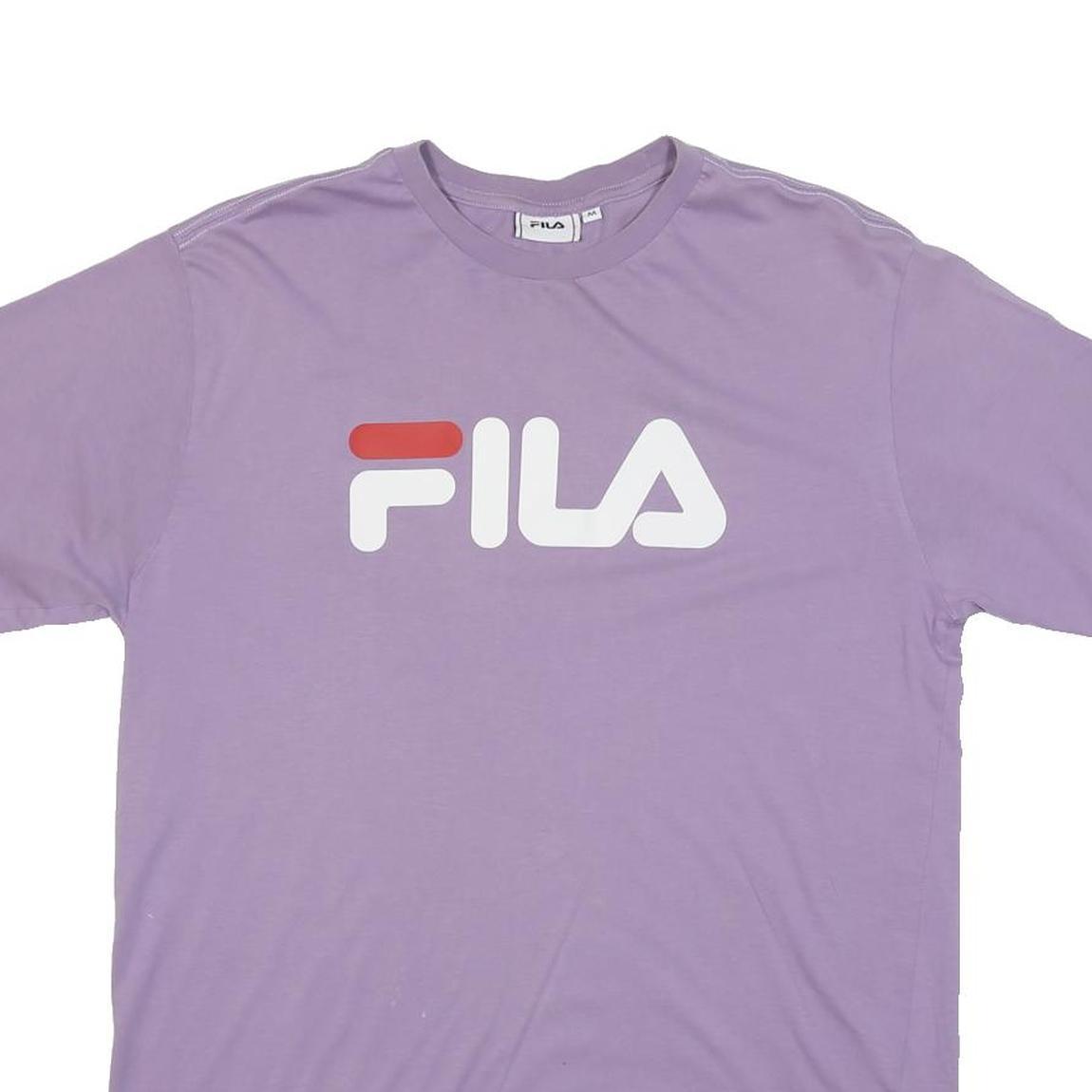 FILA Womens Purple Crew Neck Modern T-Shirt M Cotton Blend Casual