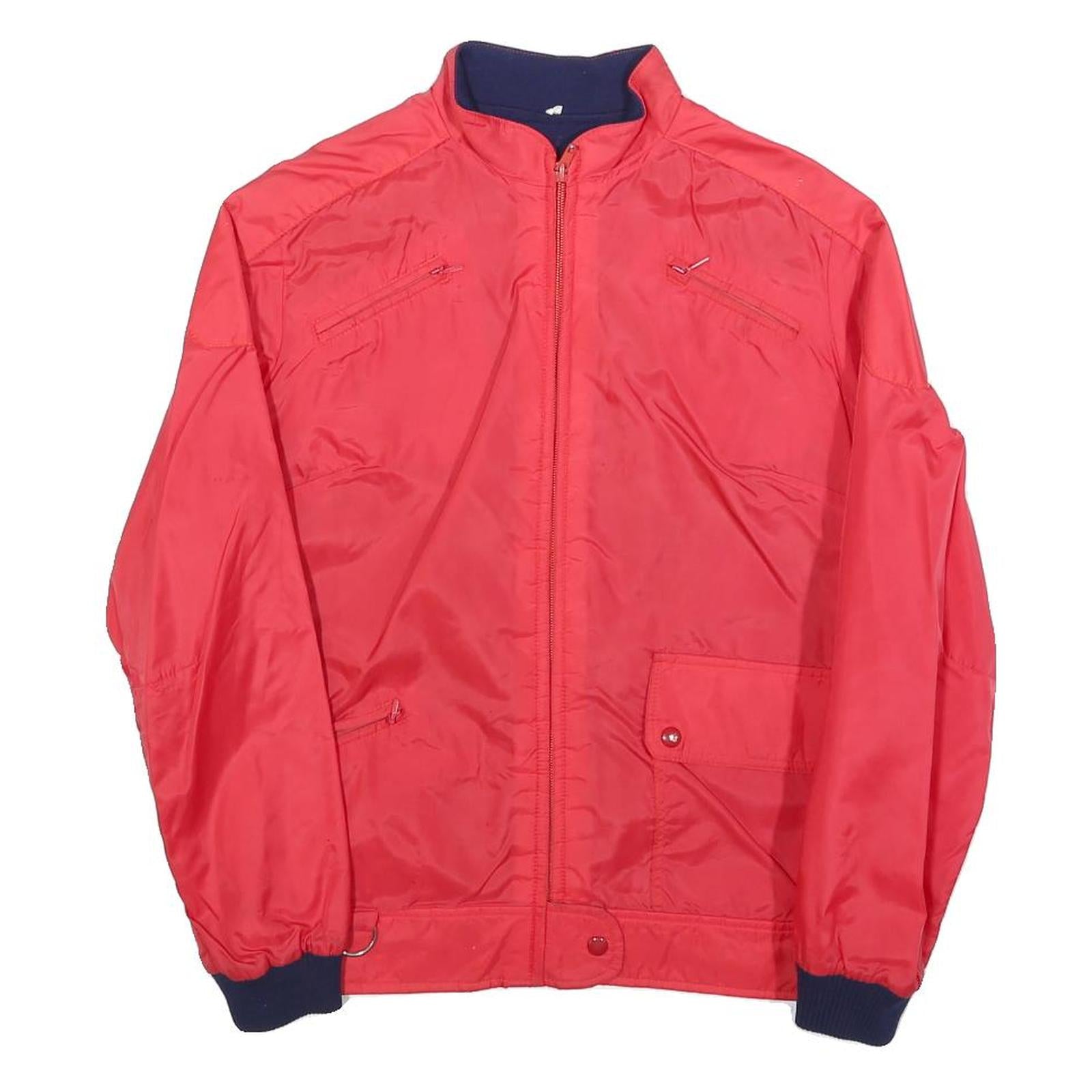 Womens Red & Navy Plain Polyester Blend Jacket S Zip Casual Lightweight
