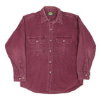 CABELAS Mens Maroon Cotton Blend Shirt L Button Pocket Casual Outdoor