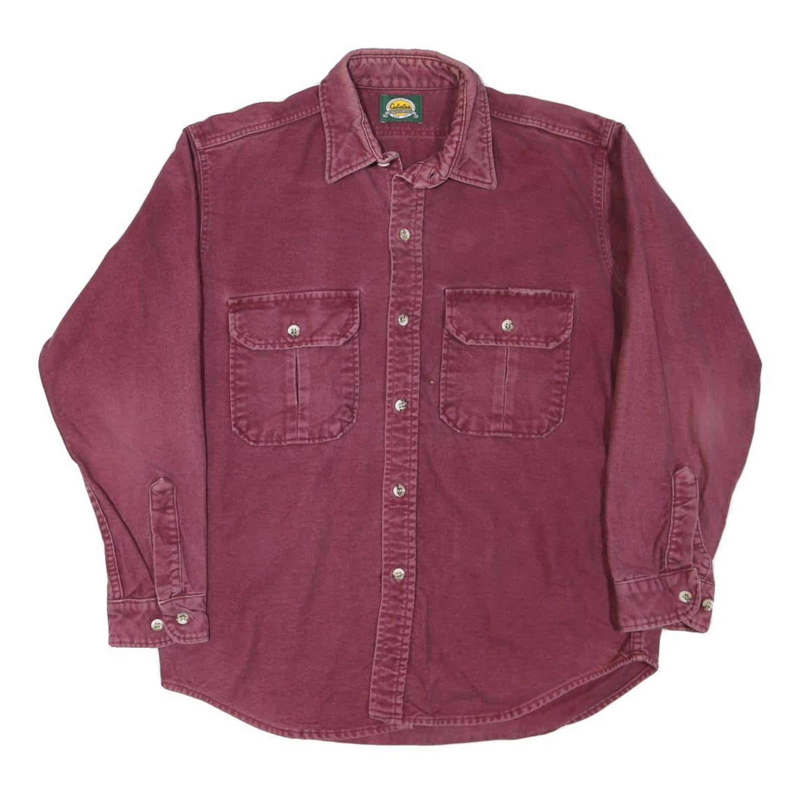 CABELAS Mens Maroon Cotton Blend Shirt L Button Pocket Casual Outdoor