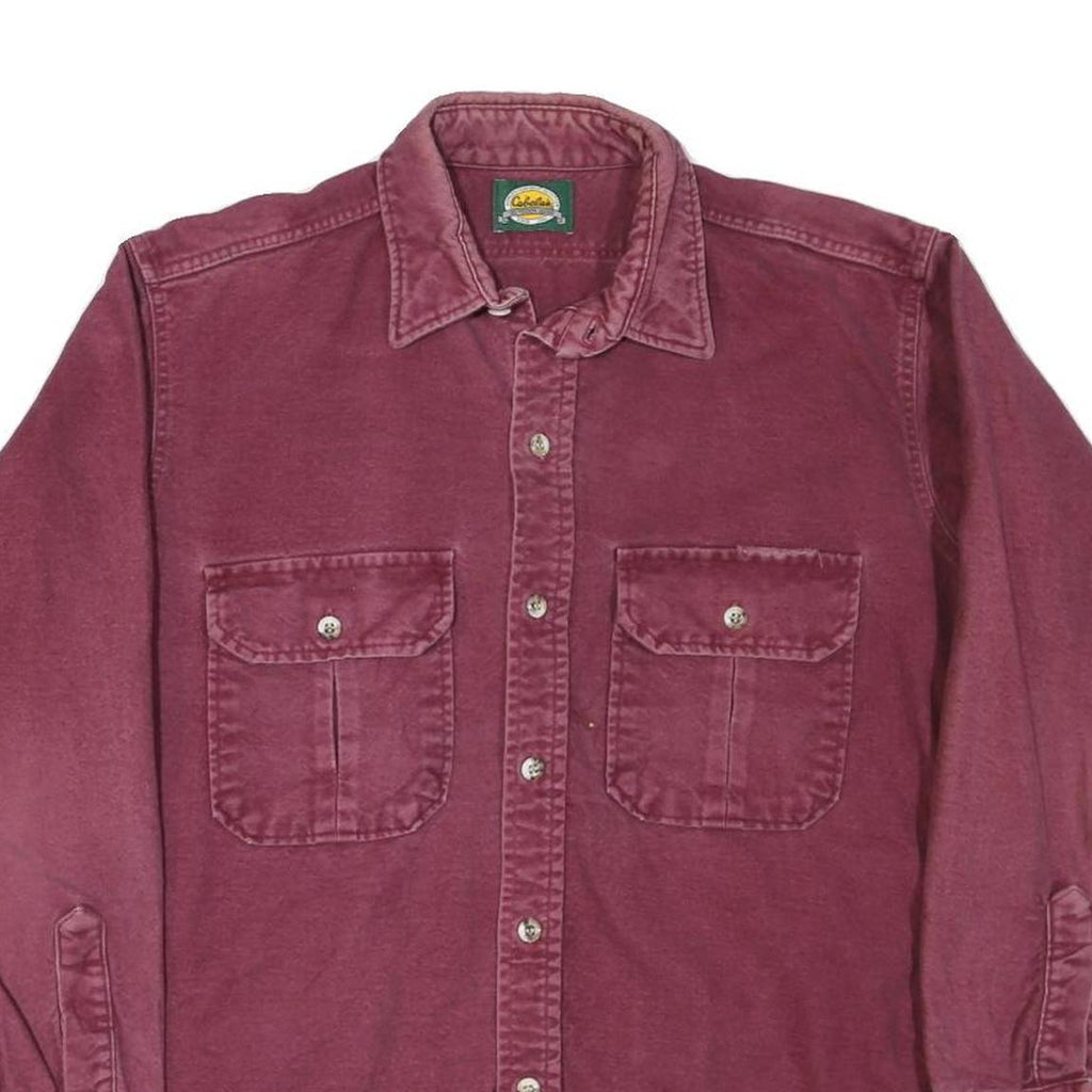CABELAS Mens Maroon Cotton Blend Shirt L Button Pocket Casual Outdoor