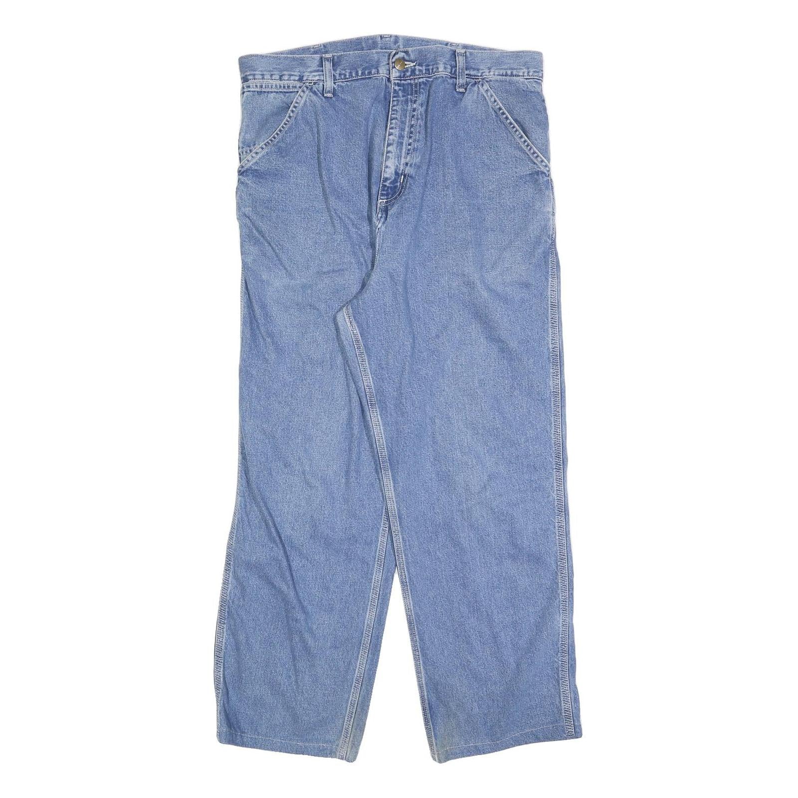 CARHARTT Mens Jeans Blue Relaxed Straight Denim Light W32 L27 Workwear Zip