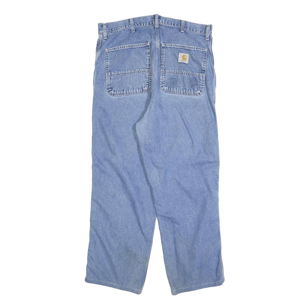 CARHARTT Mens Jeans Blue Relaxed Straight Denim Light W32 L27 Workwear Zip
