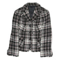 Womens Black & White Tweed Button Jacket L Cotton Blend Classic Patterned