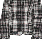 Womens Black & White Tweed Button Jacket L Cotton Blend Classic Patterned