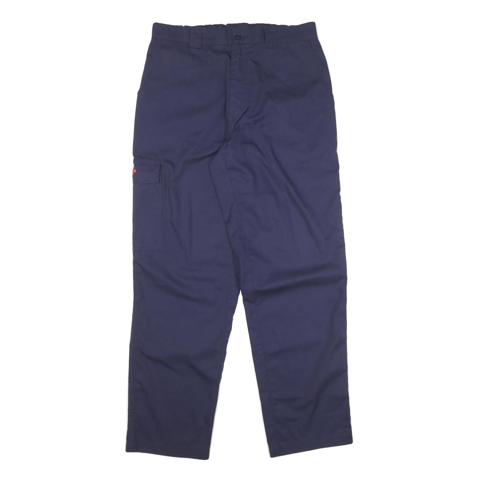 TCP Mens Cotton Blend Navy Relaxed Zip Trousers W32 L32 Casual Workwear