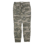 H&M Womens Cotton Blend Slim Camouflage Tapered Trousers W30 L28 Fashion Casual