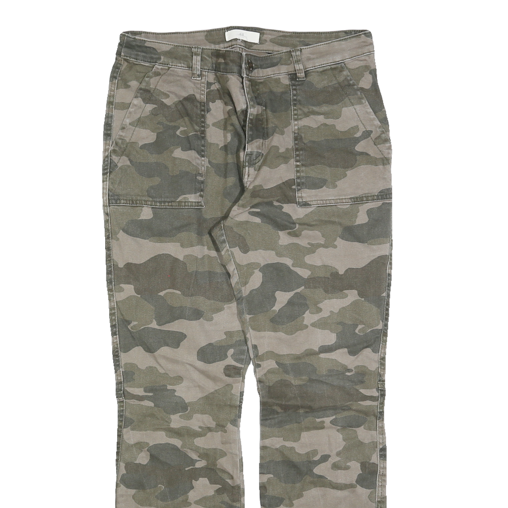 H&M Womens Cotton Blend Slim Camouflage Tapered Trousers W30 L28 Fashion Casual