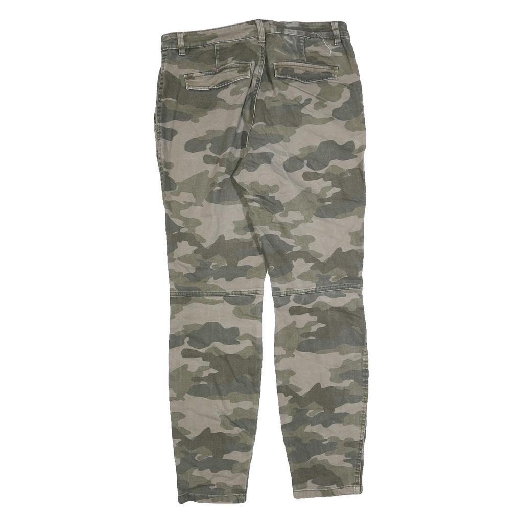 H&M Womens Cotton Blend Slim Camouflage Tapered Trousers W30 L28 Fashion Casual
