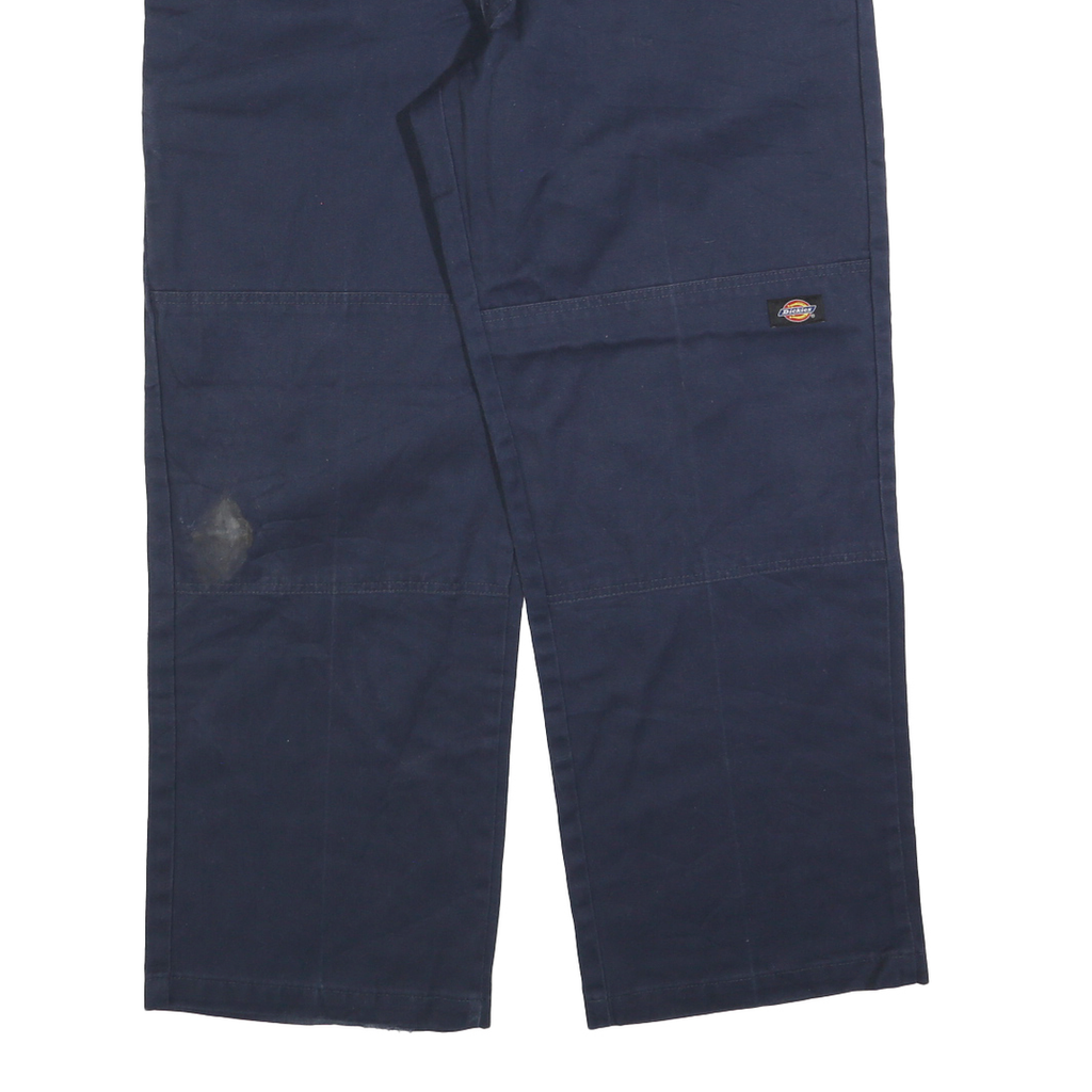 DICKIES Mens Cotton Blend Navy Loose Straight Trousers W36 L30 Workwear Zip