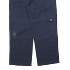 DICKIES Mens Cotton Blend Navy Loose Straight Trousers W36 L30 Workwear Zip