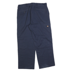 DICKIES Mens Cotton Blend Navy Loose Straight Trousers W36 L30 Workwear Zip