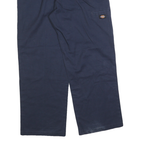 DICKIES Mens Cotton Blend Navy Loose Straight Trousers W36 L30 Workwear Zip