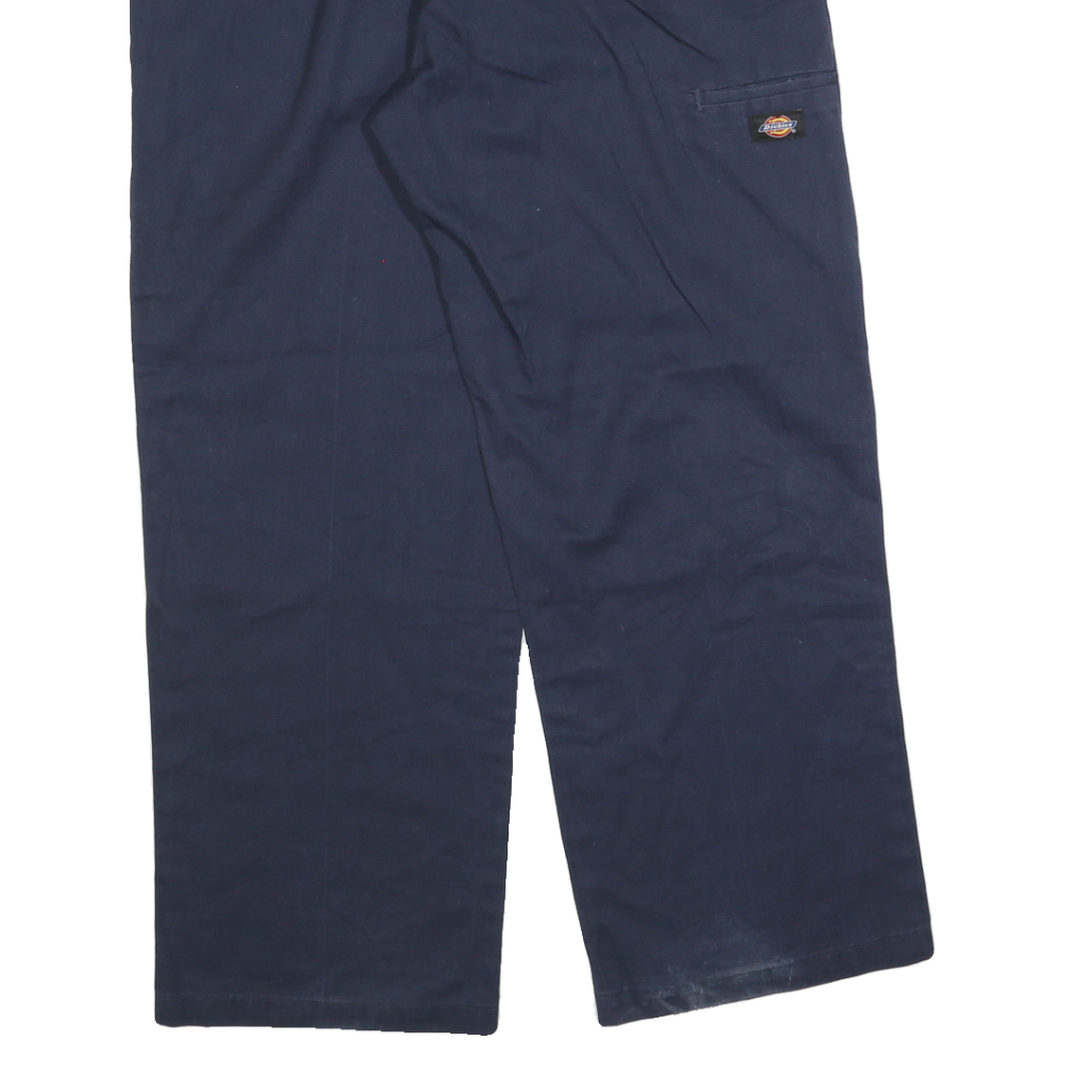 DICKIES Mens Cotton Blend Navy Loose Straight Trousers W36 L30 Workwear Zip