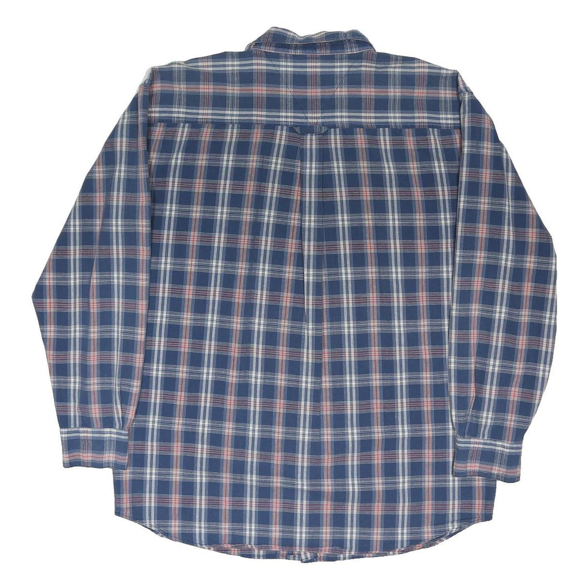 DICKIES Mens Blue & Pink Checked Shirt L Cotton Blend Long Sleeve Casual