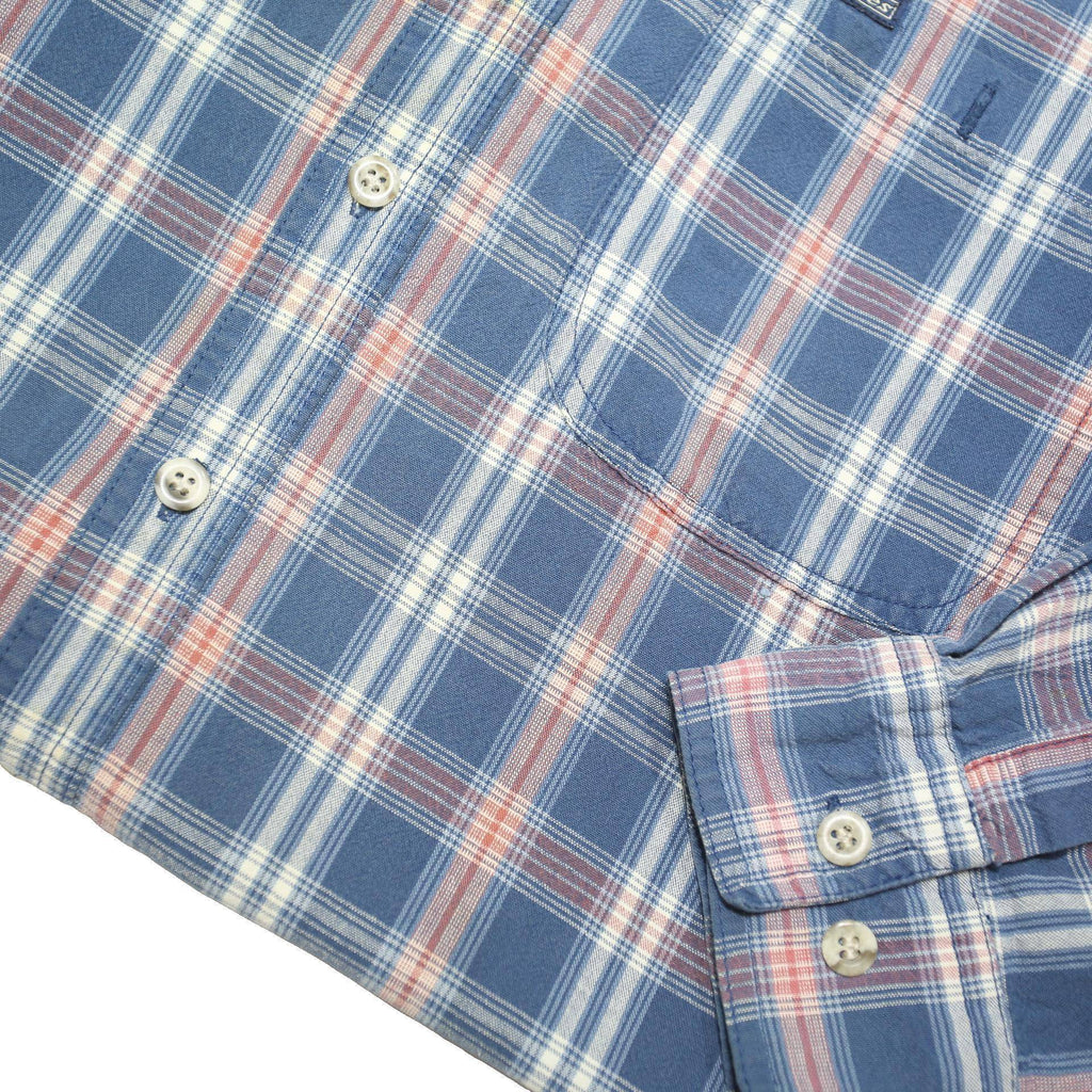 DICKIES Mens Blue & Pink Checked Shirt L Cotton Blend Long Sleeve Casual