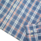 DICKIES Mens Blue & Pink Checked Shirt L Cotton Blend Long Sleeve Casual