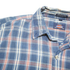 DICKIES Mens Blue & Pink Checked Shirt L Cotton Blend Long Sleeve Casual