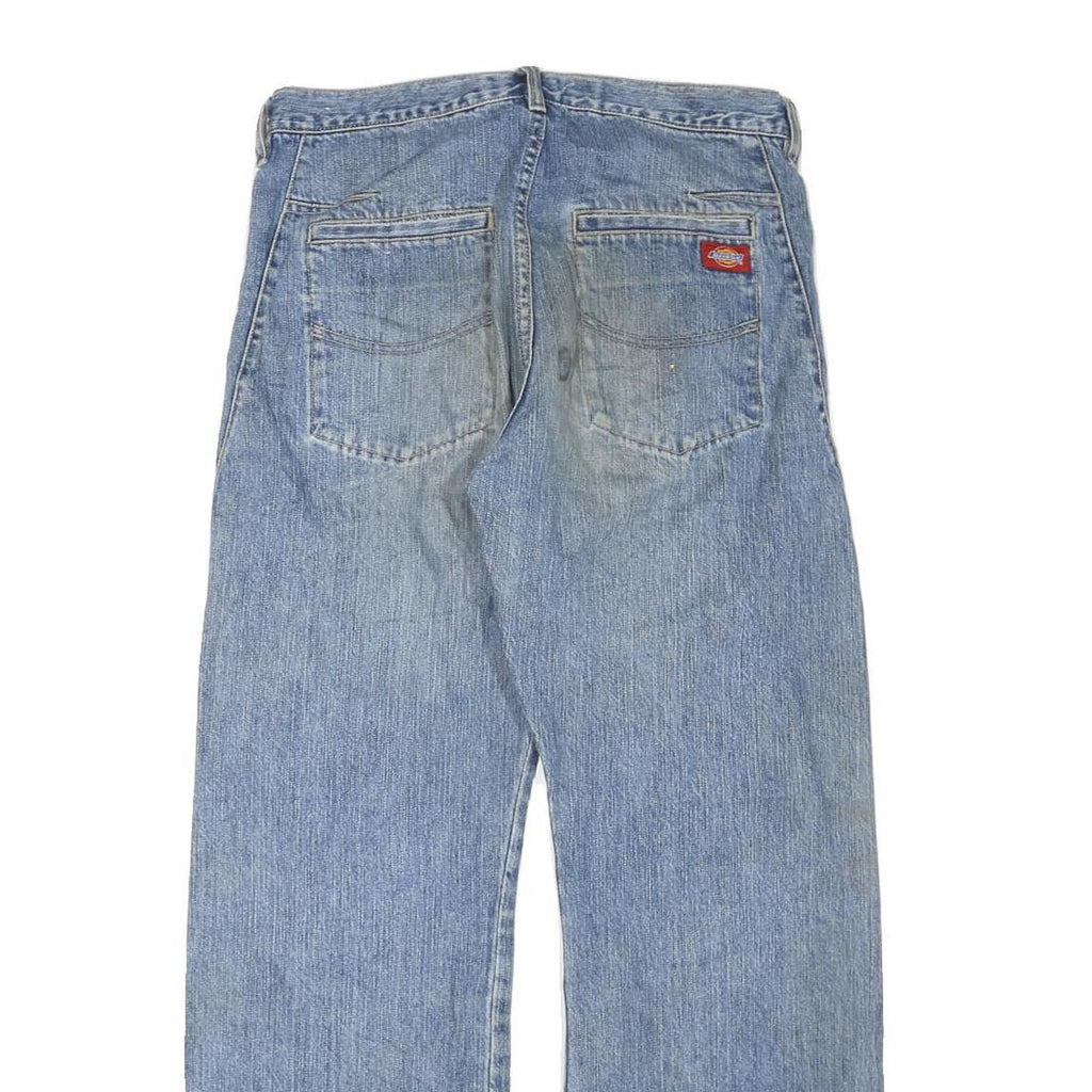 DICKIES Womens Blue Denim Regular Fit Straight Leg Cotton Blend Light W32 L30
