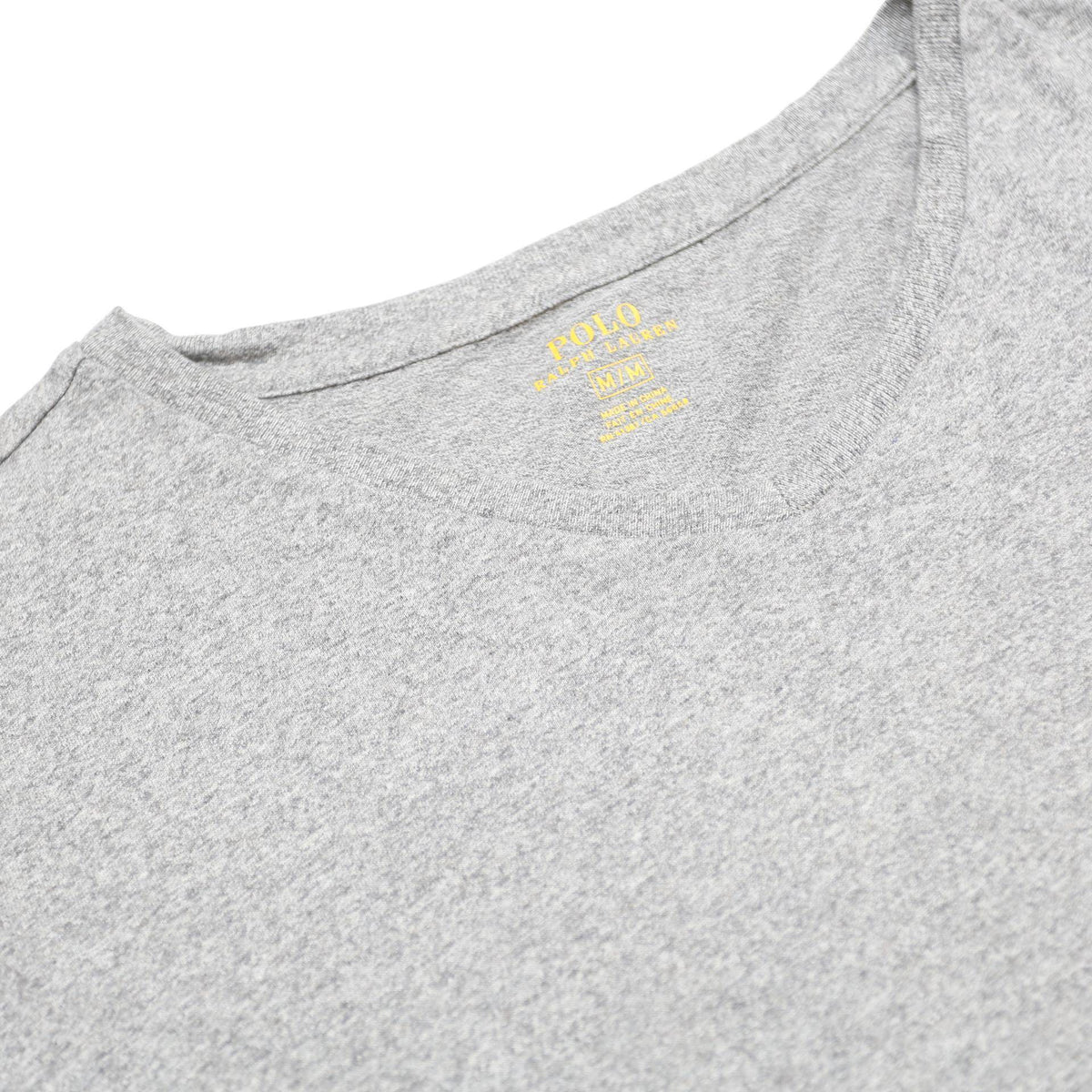 POLO RALPH LAUREN Mens Grey Long Sleeve V-Neck Cotton T-Shirt M Classic Logo