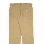 CARHARTT Mens Regular Fit Beige Trousers W36 L34 Cotton Blend Zip Pocket