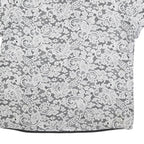 DKNY Womens Black & White Lace Printed Top Short Sleeve Round Neck L Stylish