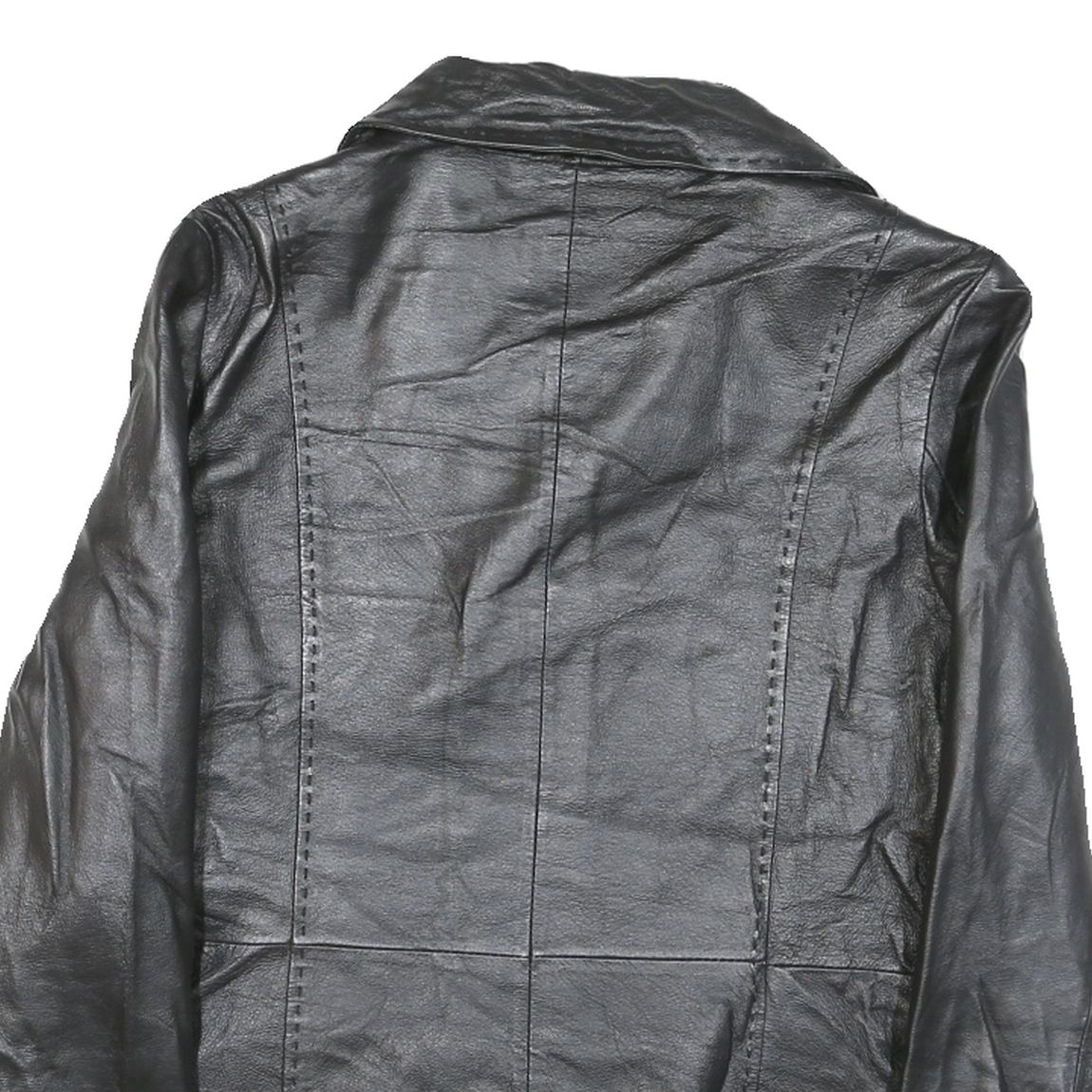 SHAVER LANE Womens Black Leather Button Jacket S Plain Stylish Outerwear