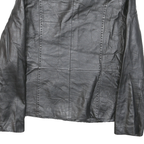 SHAVER LANE Womens Black Leather Button Jacket S Plain Stylish Outerwear