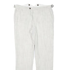 Mens Linen Blend Regular Fit Light Grey Trousers W32 L29 Adjustable Waist Zip