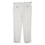 Mens Linen Blend Regular Fit Light Grey Trousers W32 L29 Adjustable Waist Zip