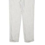 Mens Linen Blend Regular Fit Light Grey Trousers W32 L29 Adjustable Waist Zip