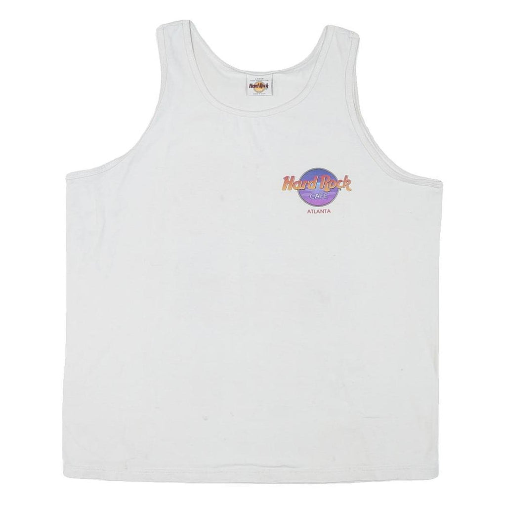 HARD ROCK CAFE Mens White Atlanta T-Shirt L Sleeveless Cotton Blend Vest