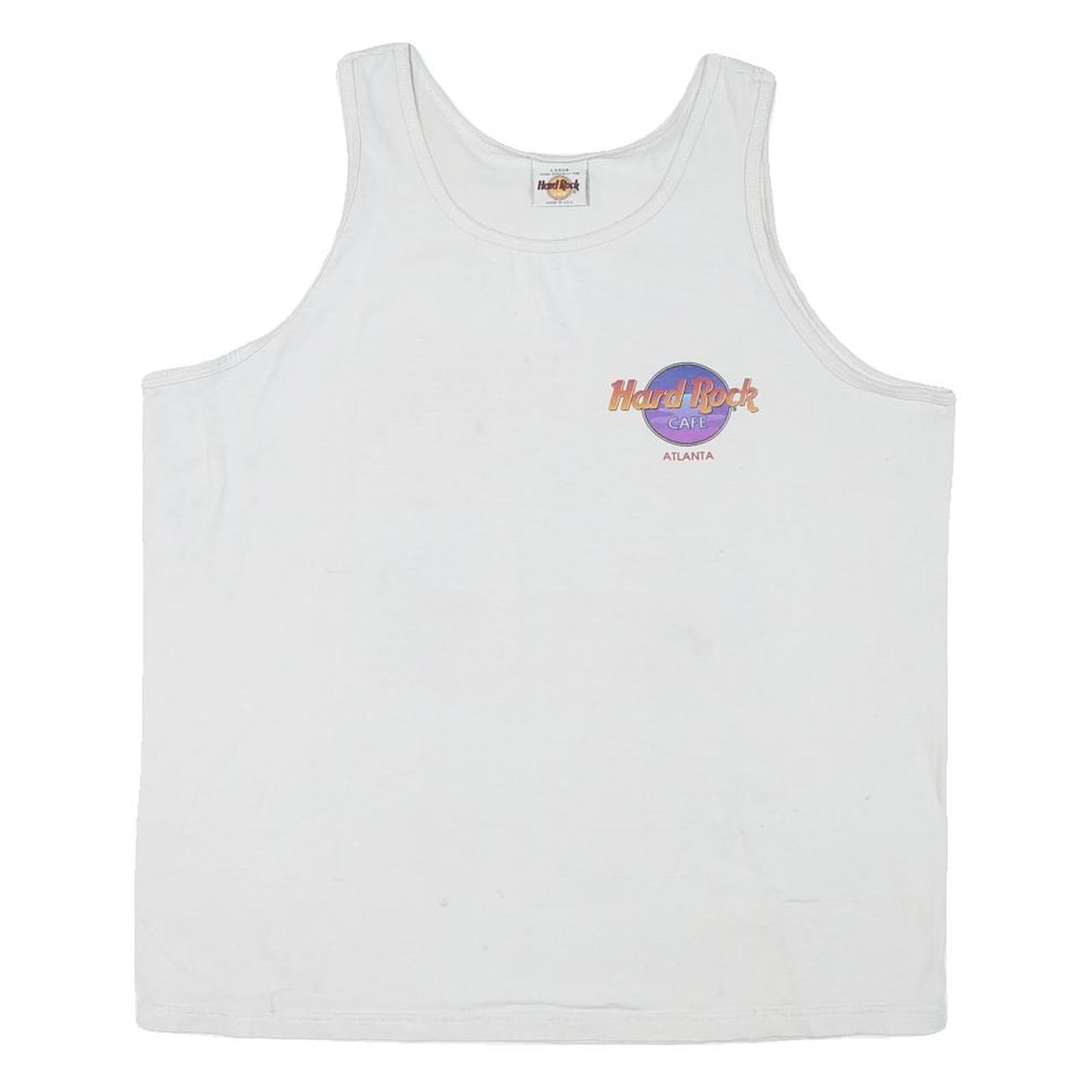 HARD ROCK CAFE Mens White Atlanta T-Shirt L Sleeveless Cotton Blend Vest