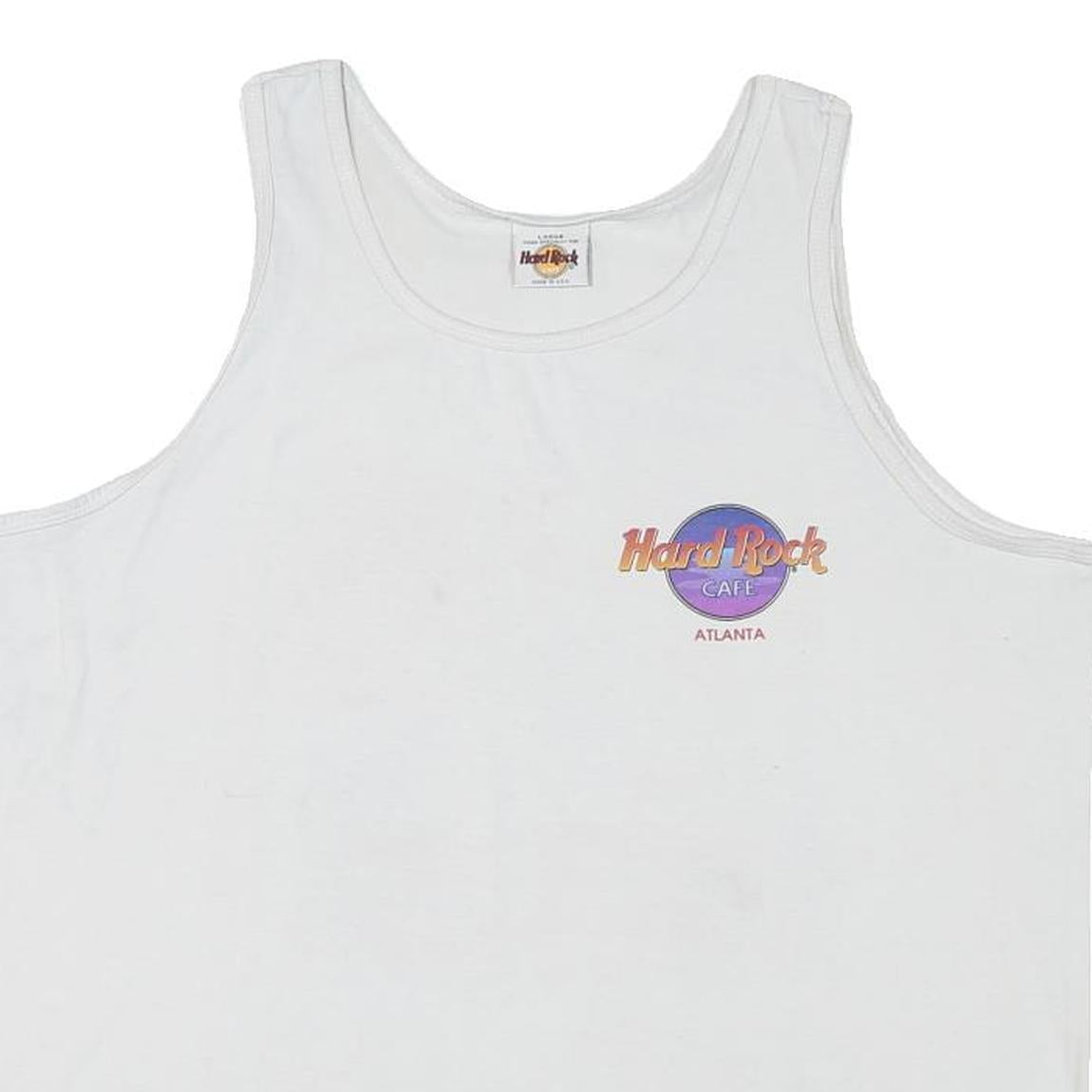 HARD ROCK CAFE Mens White Atlanta T-Shirt L Sleeveless Cotton Blend Vest