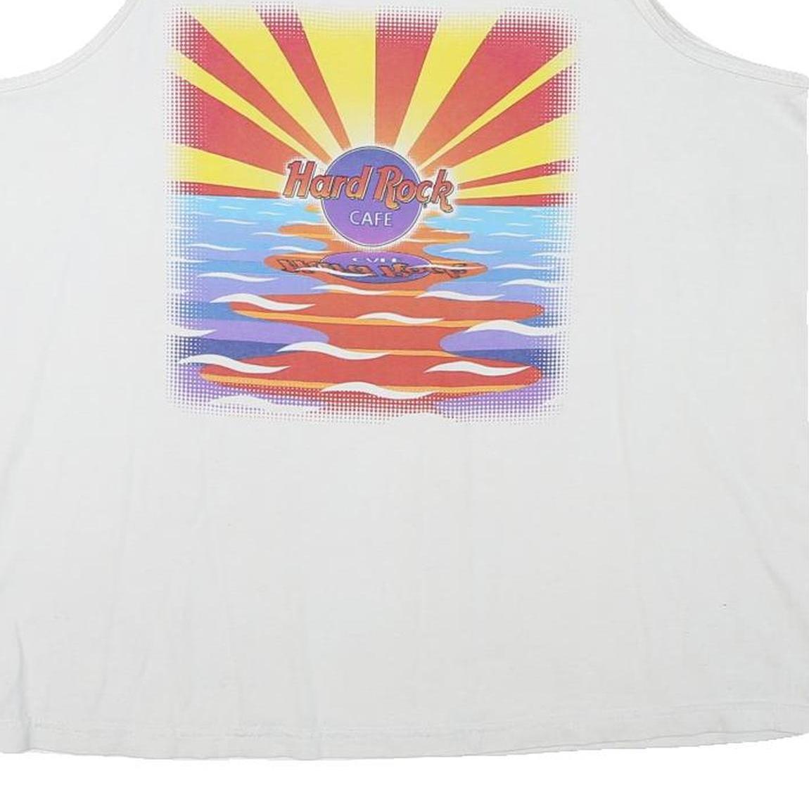 HARD ROCK CAFE Mens White Atlanta T-Shirt L Sleeveless Cotton Blend Vest