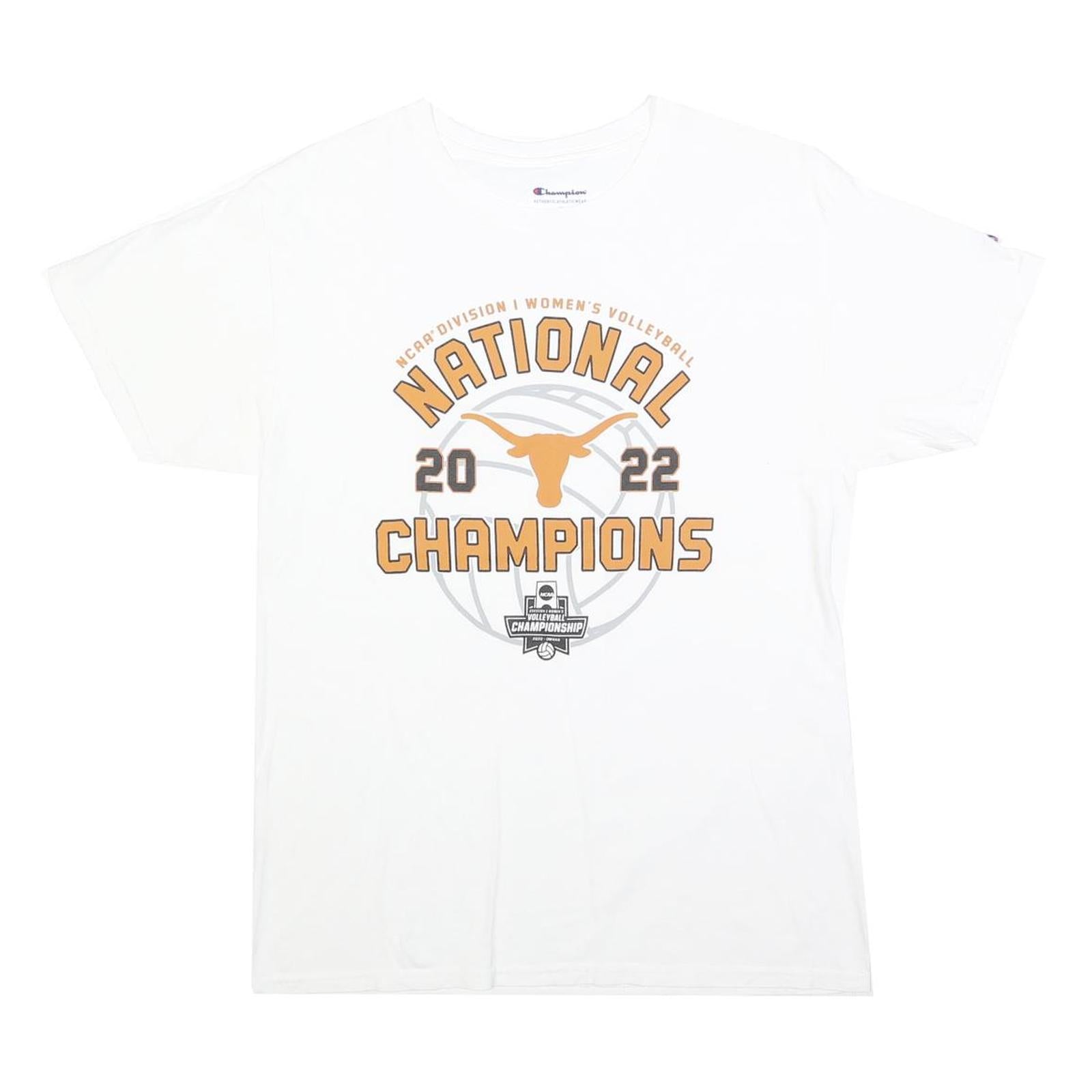 CHAMPION Mens White 2022 National Champions Graphic T-Shirt M Short Sleeve Crew