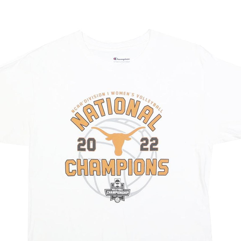 CHAMPION Mens White 2022 National Champions Graphic T-Shirt M Short Sleeve Crew